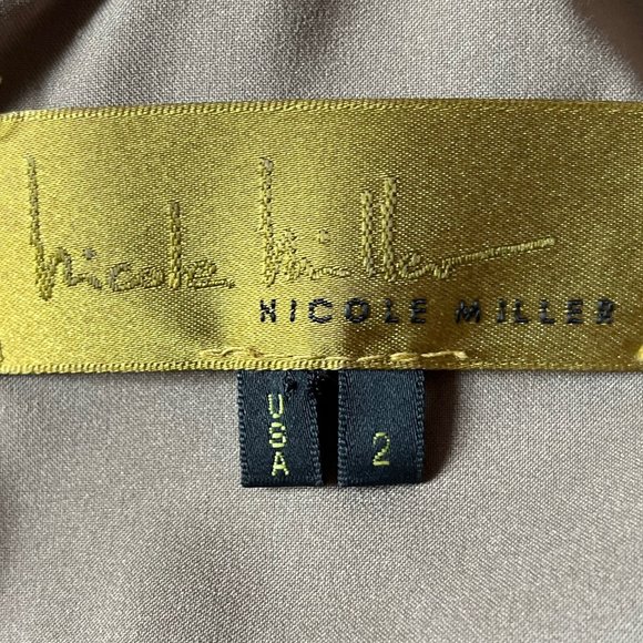 Nicole Miller | Ruched rose-gold metallic cocktail dress w/cap sleeves - Picture 4 of 16